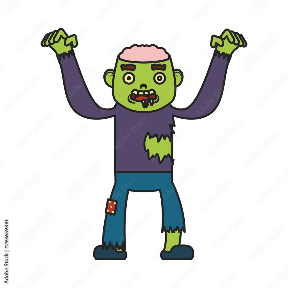 little boy with zombie costume character little boy with zombie costume character