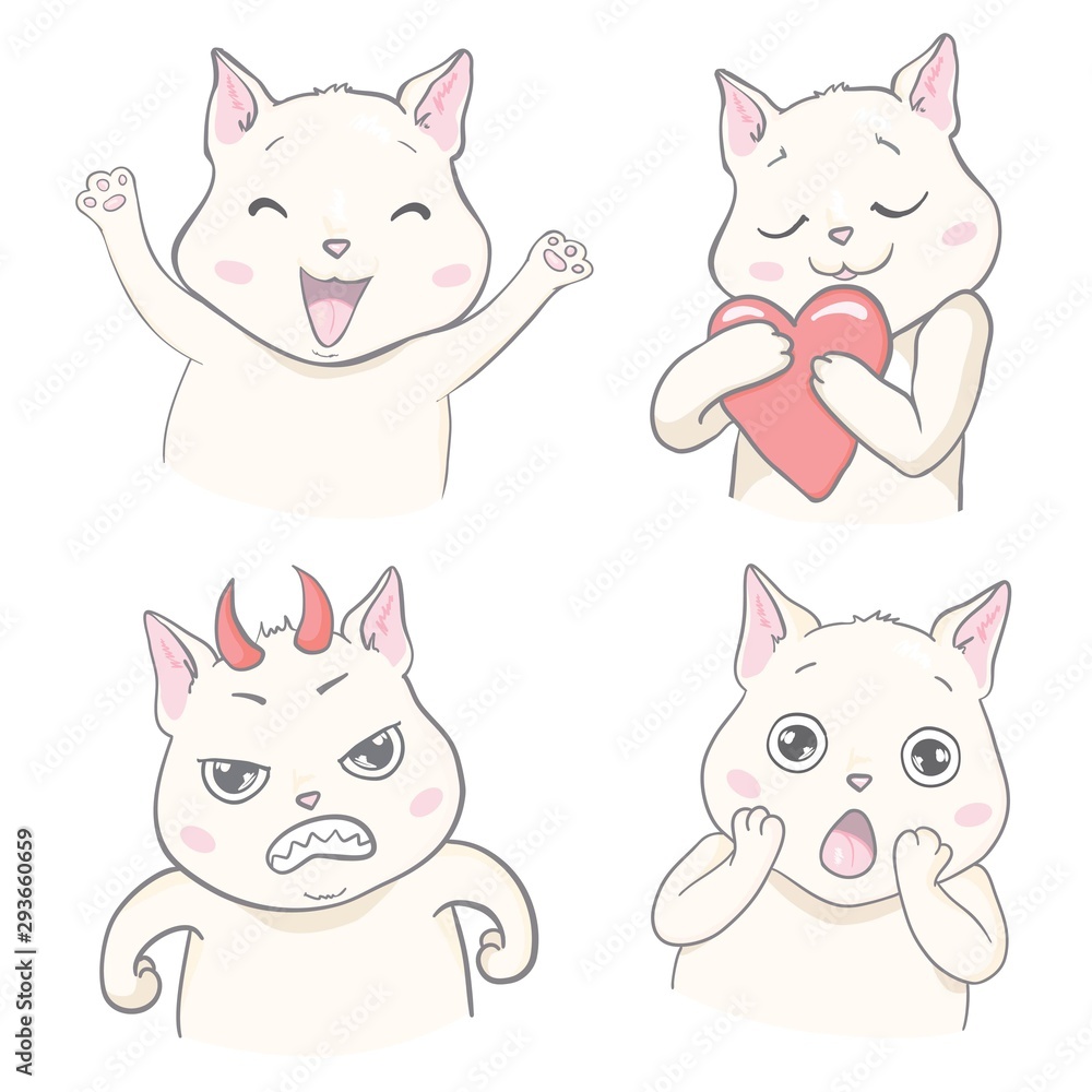 Set of illustrations with cats. Set of illustrations with cats.