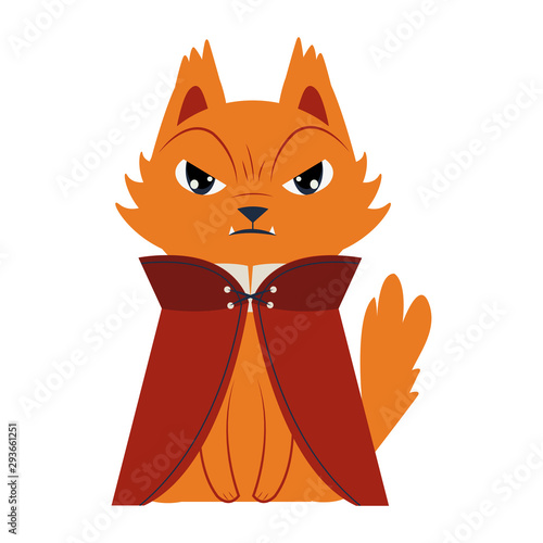 halloween cat mascot with dracula costume