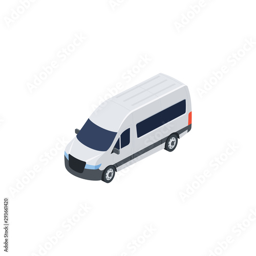 Van vector 3d isometric, color web icons set, new flat style. Creative illustration design, idea for infographics.