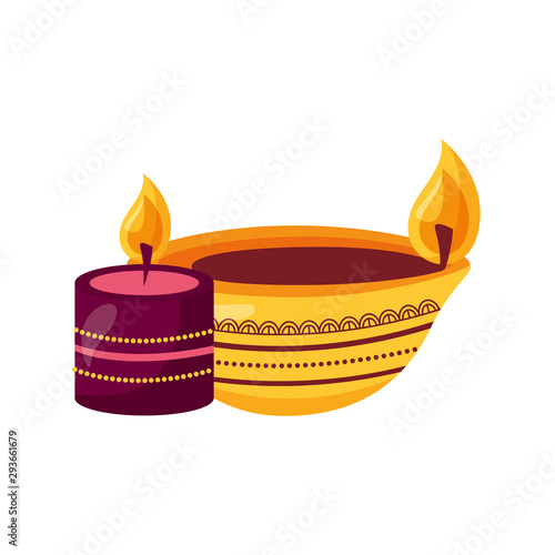 pebetero with candles diwali fest ethnicity icon