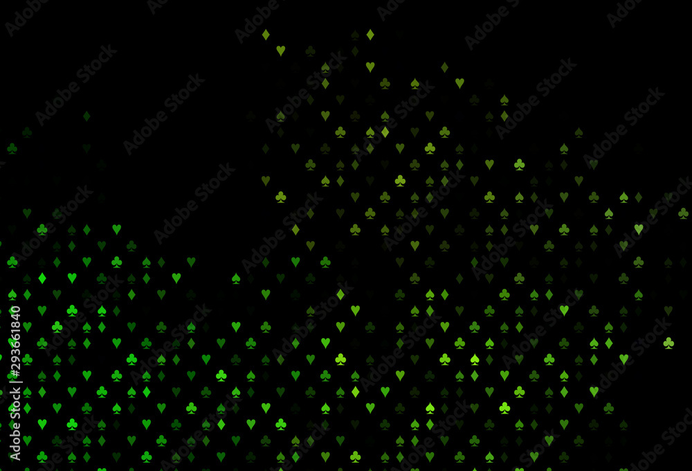 Dark Green vector texture with playing cards. Dark Green vector texture with playing cards.