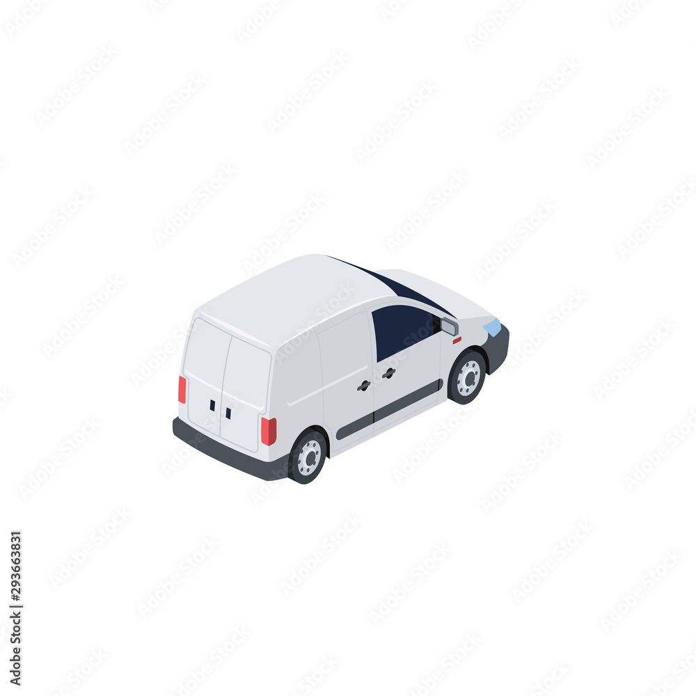 Cargo delivery Commercial car. Vector 3d isometric, color web icon, new flat style. Creative illustration design, idea for infographics.