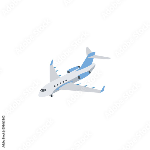 Passenger air plane. Vector 3d isometric, color web icon, new flat style. Creative illustration design, idea for infographics.