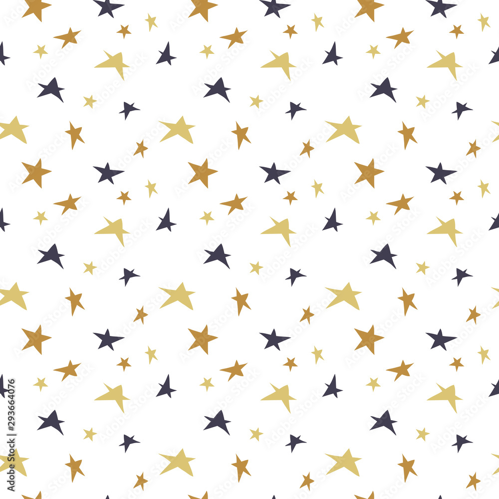 Hand drawn stars on a white background, Vector Seamless background Hand drawn stars on a white background, Vector Seamless background