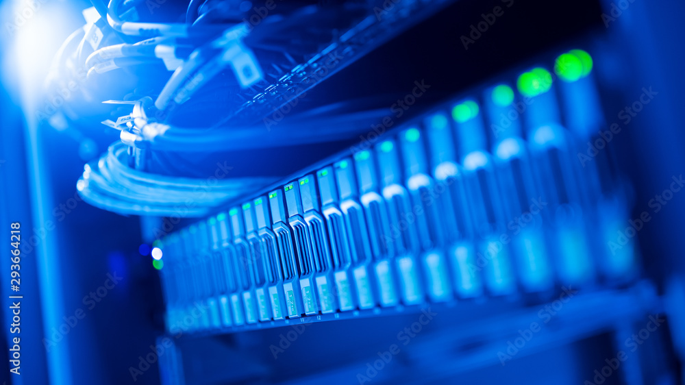 The server room tells the computer server that is working continuously. Convey the power and progress. The server room tells the computer server that is working continuously. Convey the power and progress.