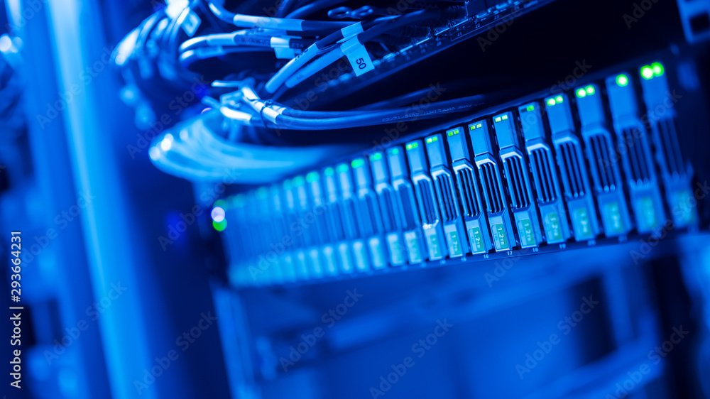The server room tells the computer server that is working continuously. Convey the power and progress. The server room tells the computer server that is working continuously. Convey the power and progress.
