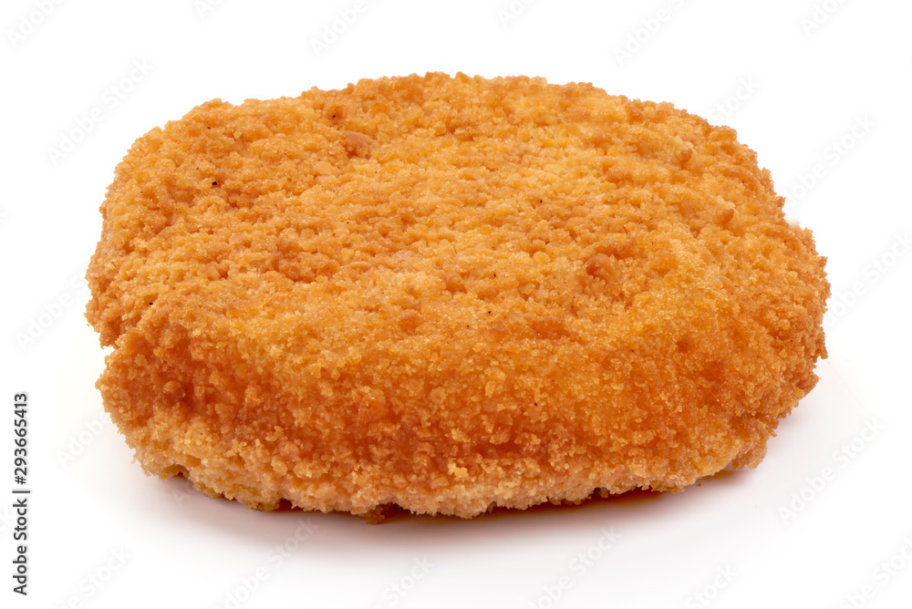 Fried chicken Cordon bleu with cheese in breadcrumbs, isolated on white background Fried chicken Cordon bleu with cheese in breadcrumbs, isolated on white background