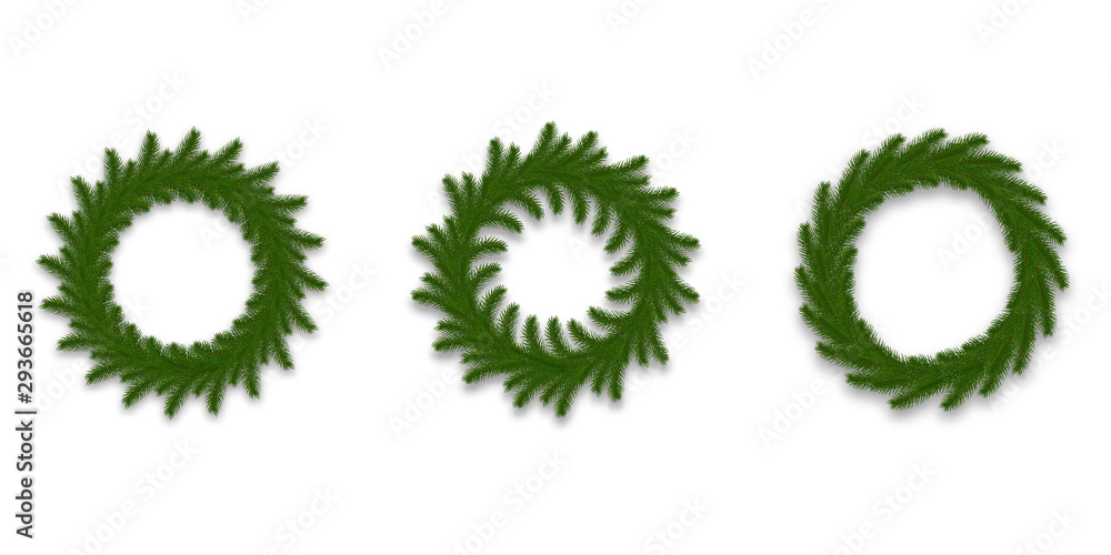 Christmas wreat. Green vector fir tree wreath set Christmas wreat. Green vector fir tree wreath set