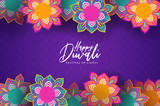 Happy diwali festival card of 3d papercut flowers
