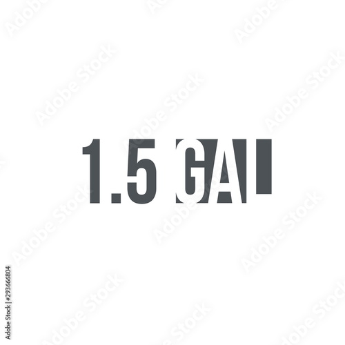1.5 gal sign (mark) estimated volumes gallons. Vector symbol pac