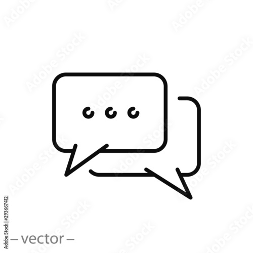 forum discussion icon, feedback or chat, outline messenger, speech text, thin line web symbol on white background - editable stroke vector illustration eps 10
