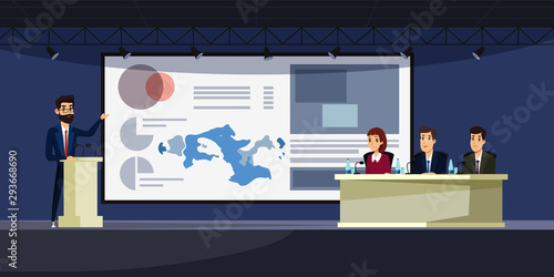 Business conference flat vector illustration