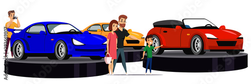 Top car motor show flat vector illustration