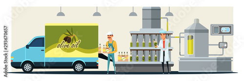 Olive oil delivery service vector illustration