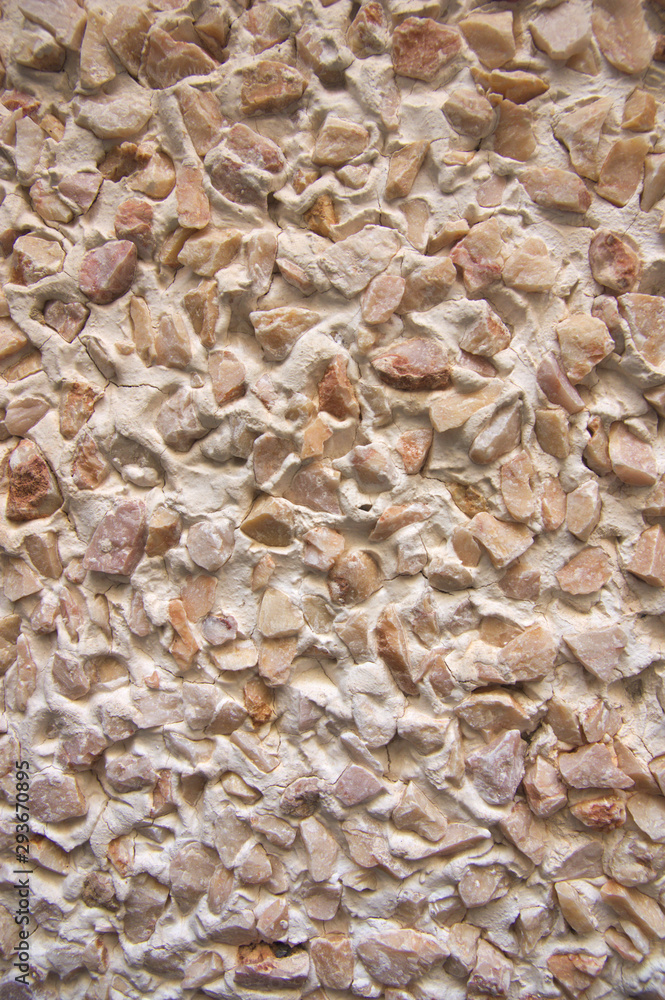 Close-up of a wall decorated with artificial stones