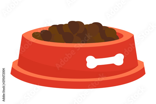 Ret plastic dog bowl flat vector illustration