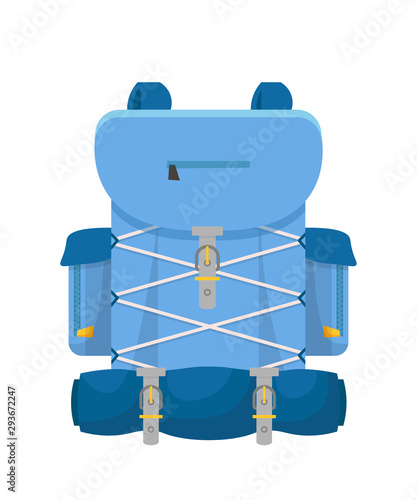Hiking backpack flat vector illustration