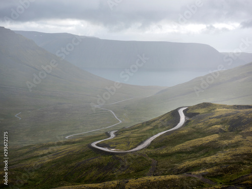 Winding roadway through the Westfjords