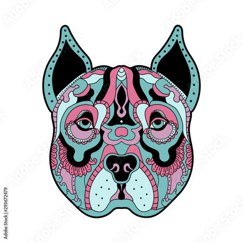 Vector illustration of a decorated dog head
