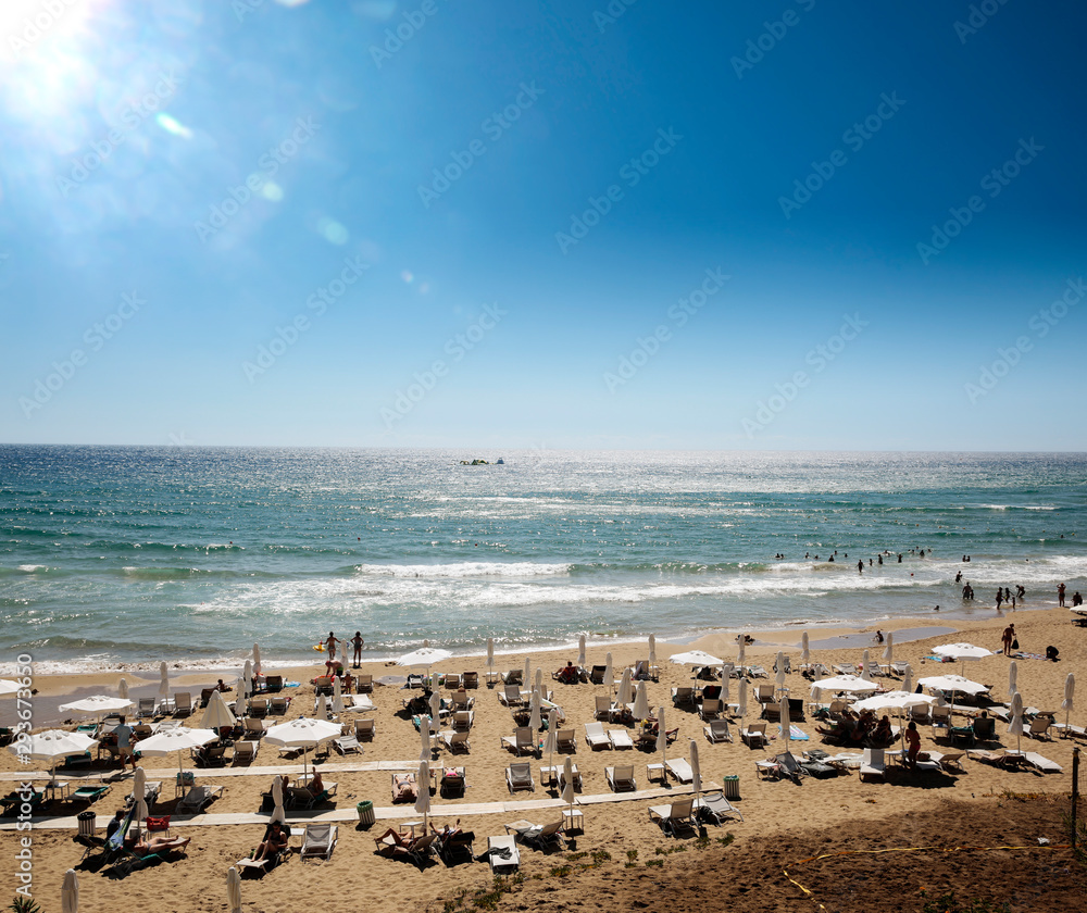Summer photo of beach in resort and free space for your decoration 