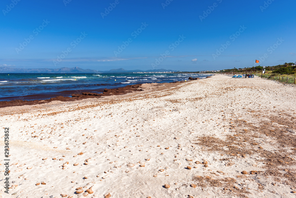 Muro beach (Playa de Muro) located next to the most popular Alcudia beach in Mallorca. Spain