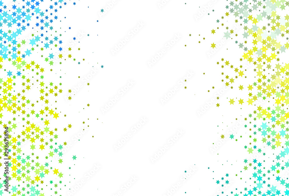 Light Green, Yellow vector background with colored stars.