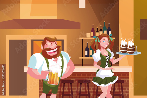 Germany oktoberfest man and woman vector design