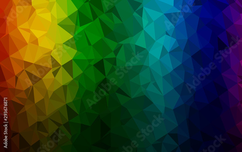 Dark Multicolor  Rainbow vector low poly cover. Modern geometrical abstract illustration with gradient. The best triangular design for your business.