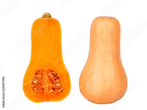 Принти на полотні Pumpkin isolated on a white. Sweet Pear-shaped two Orange Pumpkin