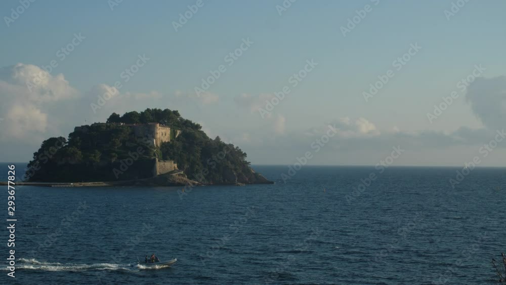 Boat passing in front of Fort de Brégançon France bormes les mimosas Boat passing in front of Fort de Brégançon France bormes les mimosas