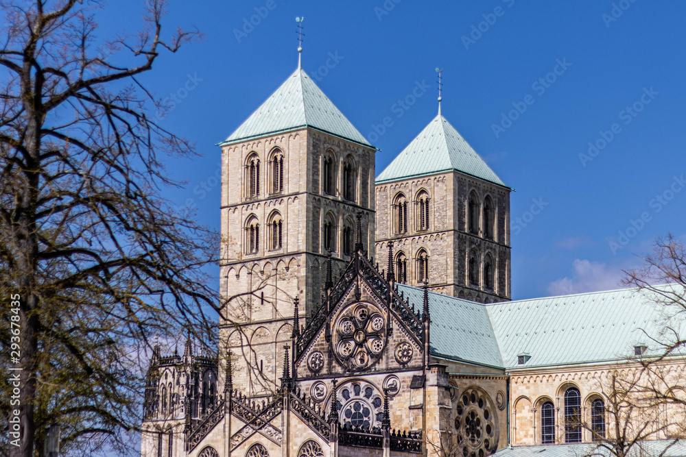 The facade of Munster Cathedral in Germany 