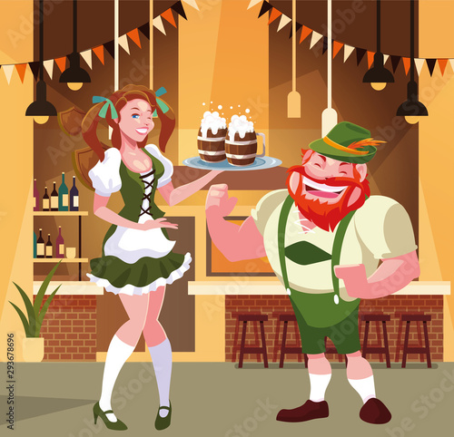 Germany oktoberfest man and woman vector design