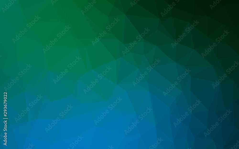 Dark Blue, Green vector polygonal template. Creative illustration in halftone style with gradient. The best triangular design for your business.