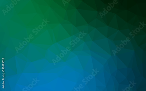 Dark Blue, Green vector polygonal template. Creative illustration in halftone style with gradient. The best triangular design for your business.
