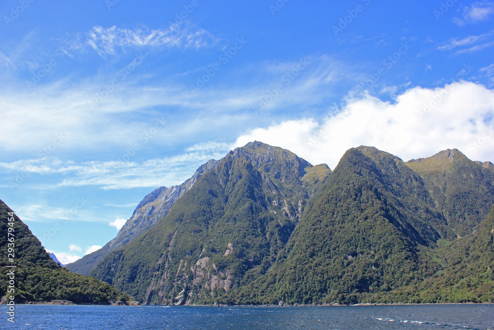 Milford sound surrounded by beautiful mountains