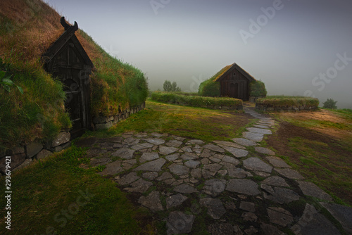 Traditional turf viking's house. Þjóðveldisbærinn Stöng