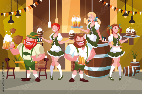 Germany oktoberfest man and woman vector design