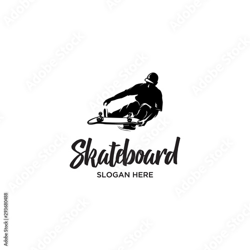 skateboard man style silhouette logo