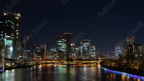 Wallpaper Mural Night Osaka Bridge Skyscrapers Japan Timelapse Torontodigital.ca
