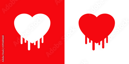 Logotipo con corazón goteando sangre en rojo y blanco