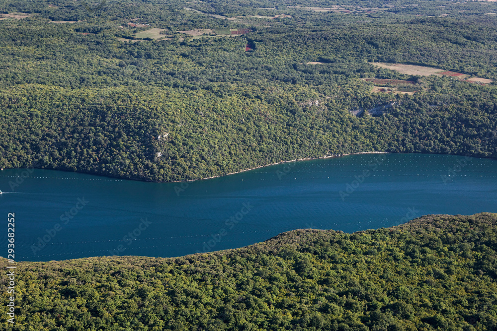Aerial view of Lim channel (Limski kanal), Istra, Croatia