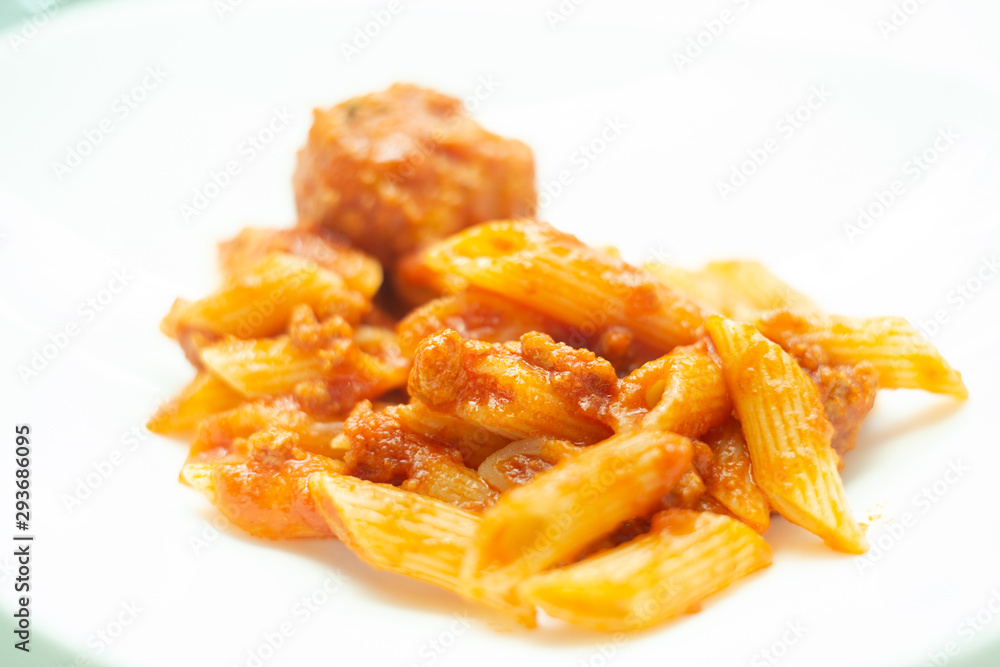 Italian pasta with tomato sauce and meatballs Italian pasta with tomato sauce and meatballs