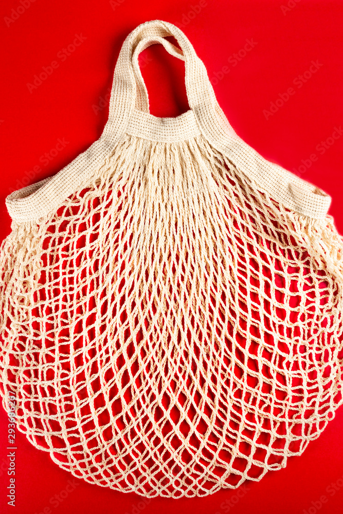 Obraz premium Cotton String Mesh Bag, Reusable Shopping Tote for Grocery