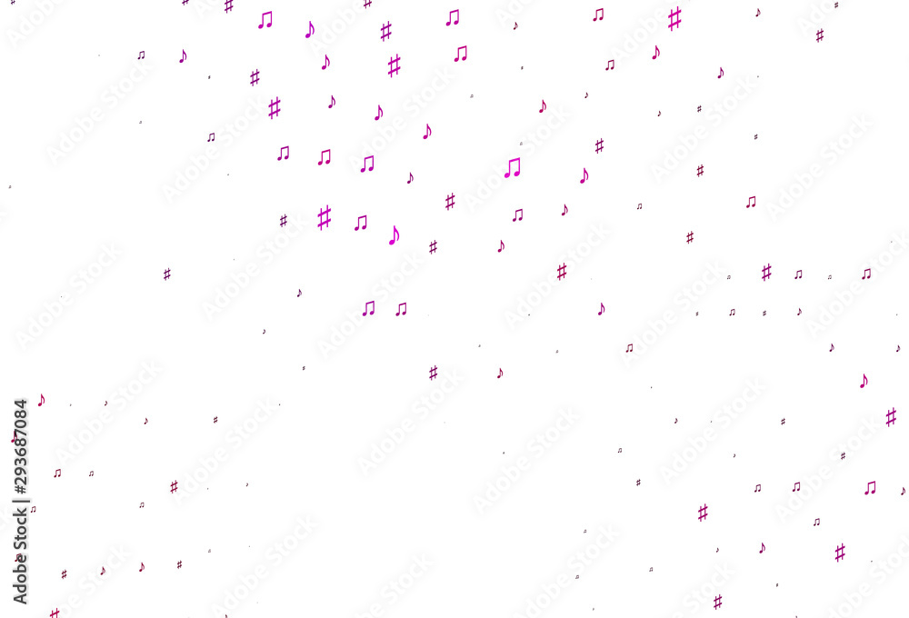 Light Purple vector template with musical symbols.
