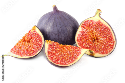 Figs with cut slice isolated on white background