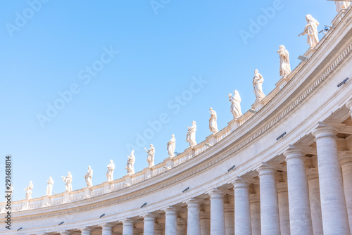 Photography Doric Colonnade with statues of saints on the top