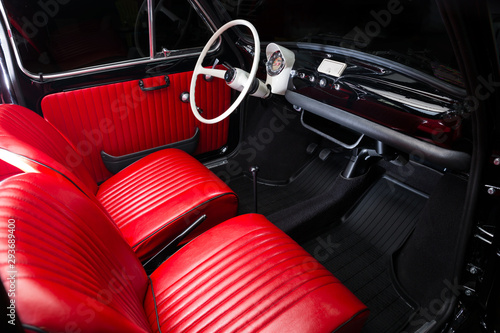 Classic car interior - red leather