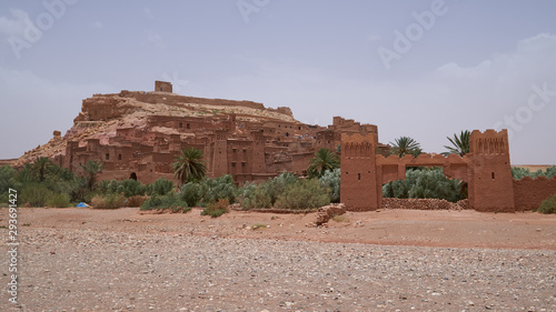 Kasbah and Ksar Ait Ben Haddou, a UNESCO World Heritage Site, is a fortified city, a group of earthen buildings surrounded by walls, the province of Ouarzazate in Morocco.