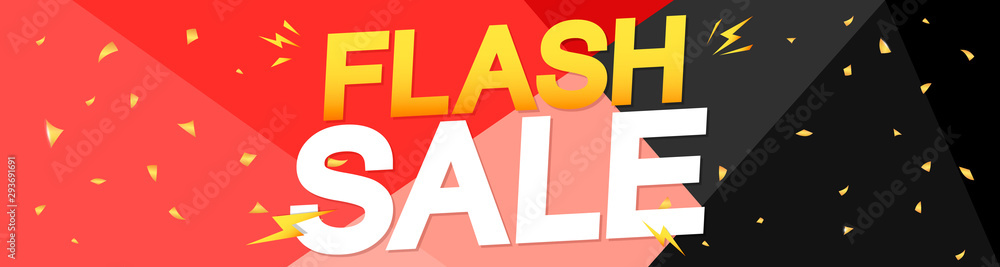 Flash Sale, web banner design template, discount horizontal poster, vector illustration - obrazy, fototapety, plakaty 